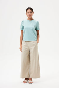 Contrast Puffy Sleeves Top