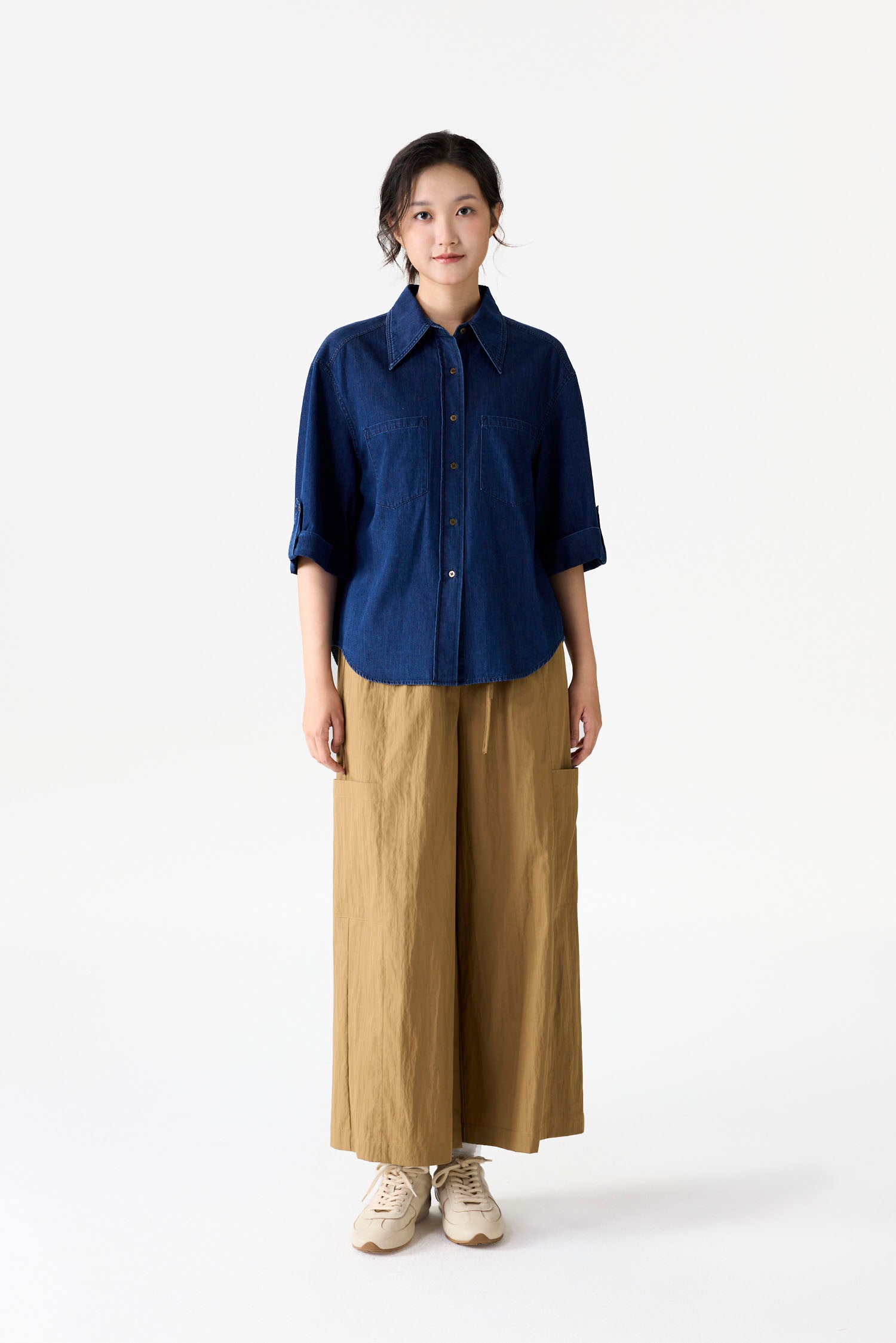 Roll-Up Sleeve Denim Shirt
