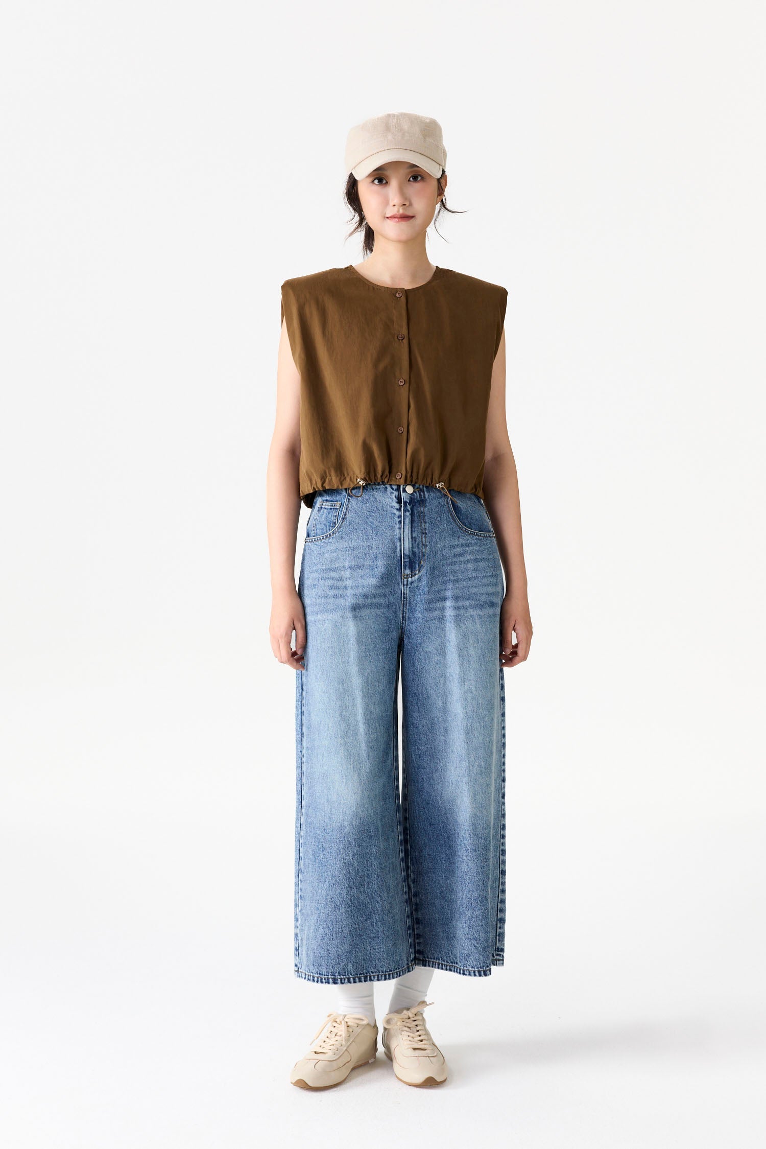 Boxy Drawstring Waist Top