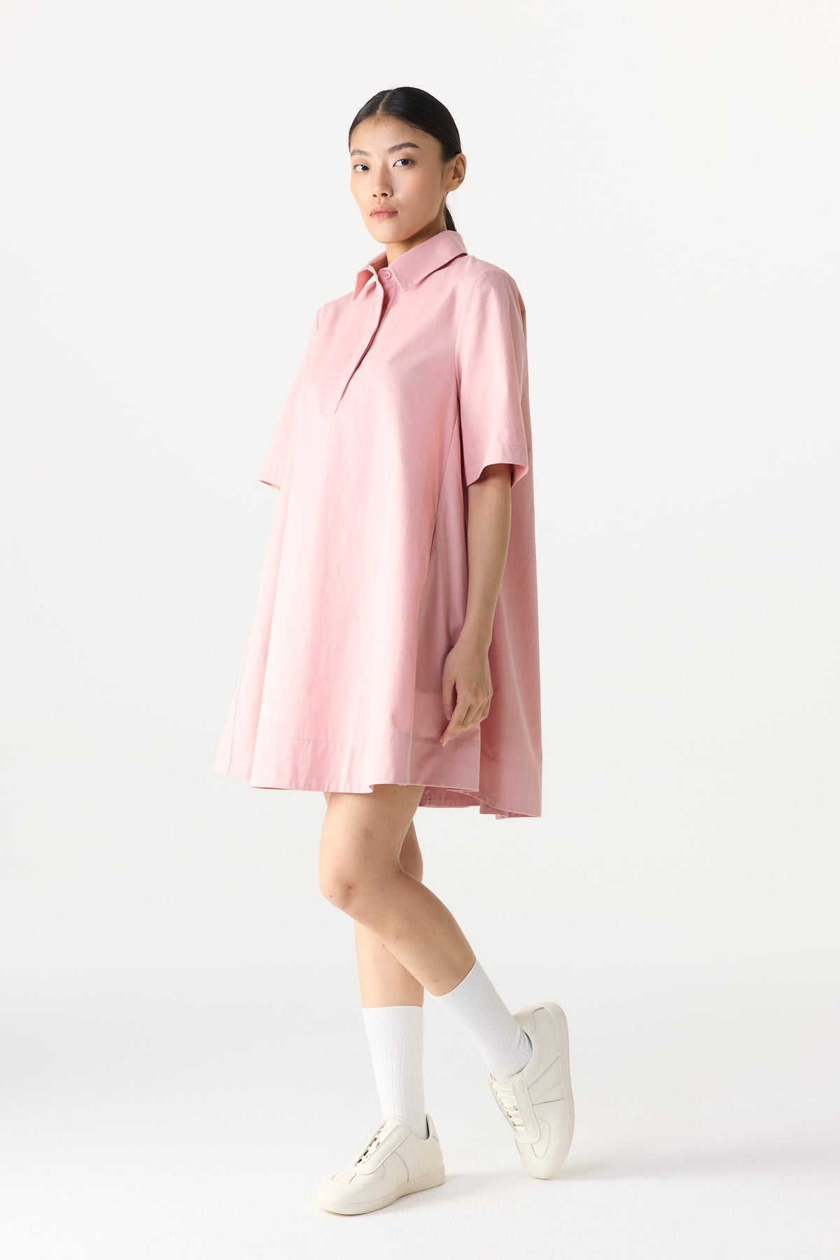 A-Line Tunic Flare Dress - Pink