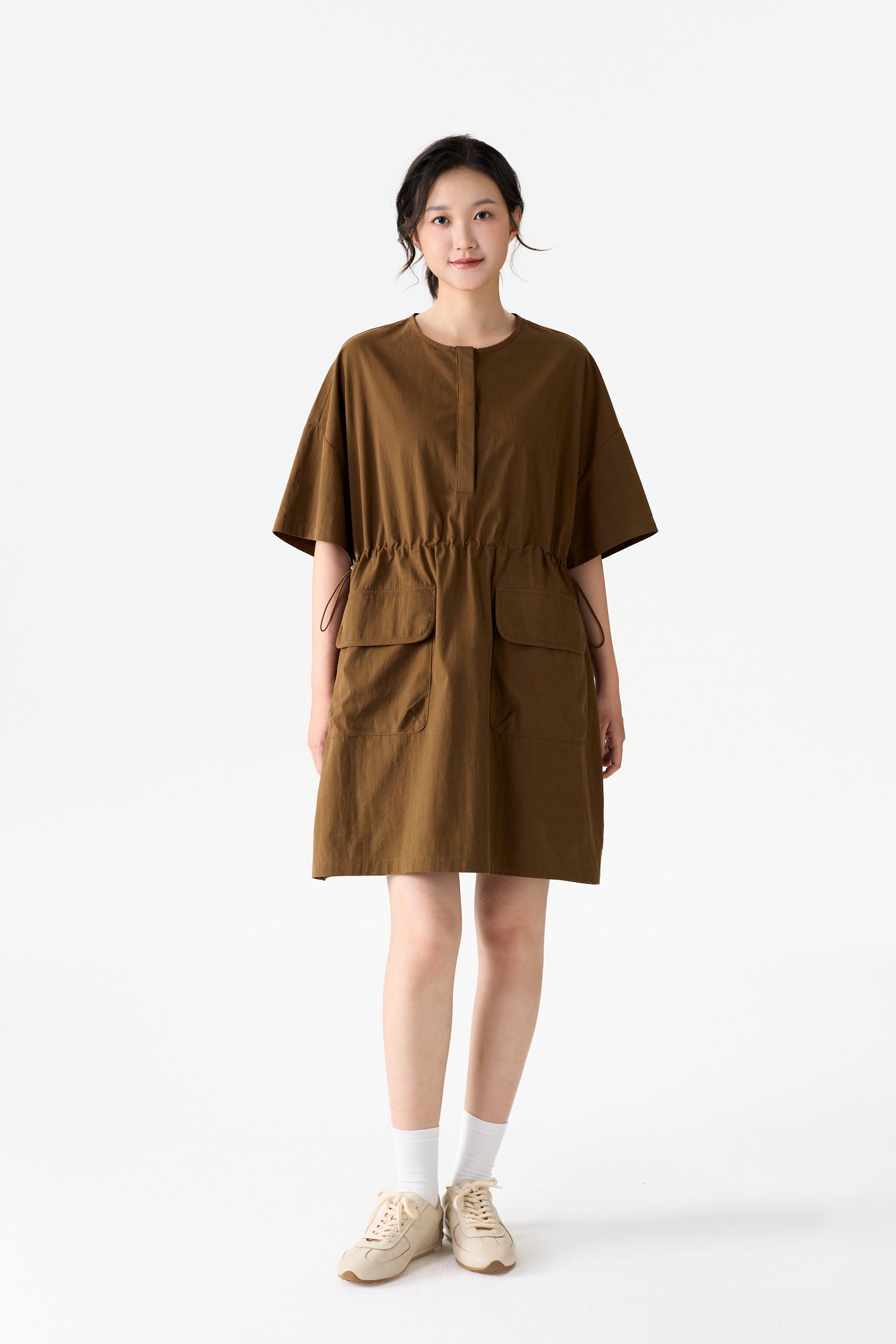 Relaxed Drawstring Waist Dress