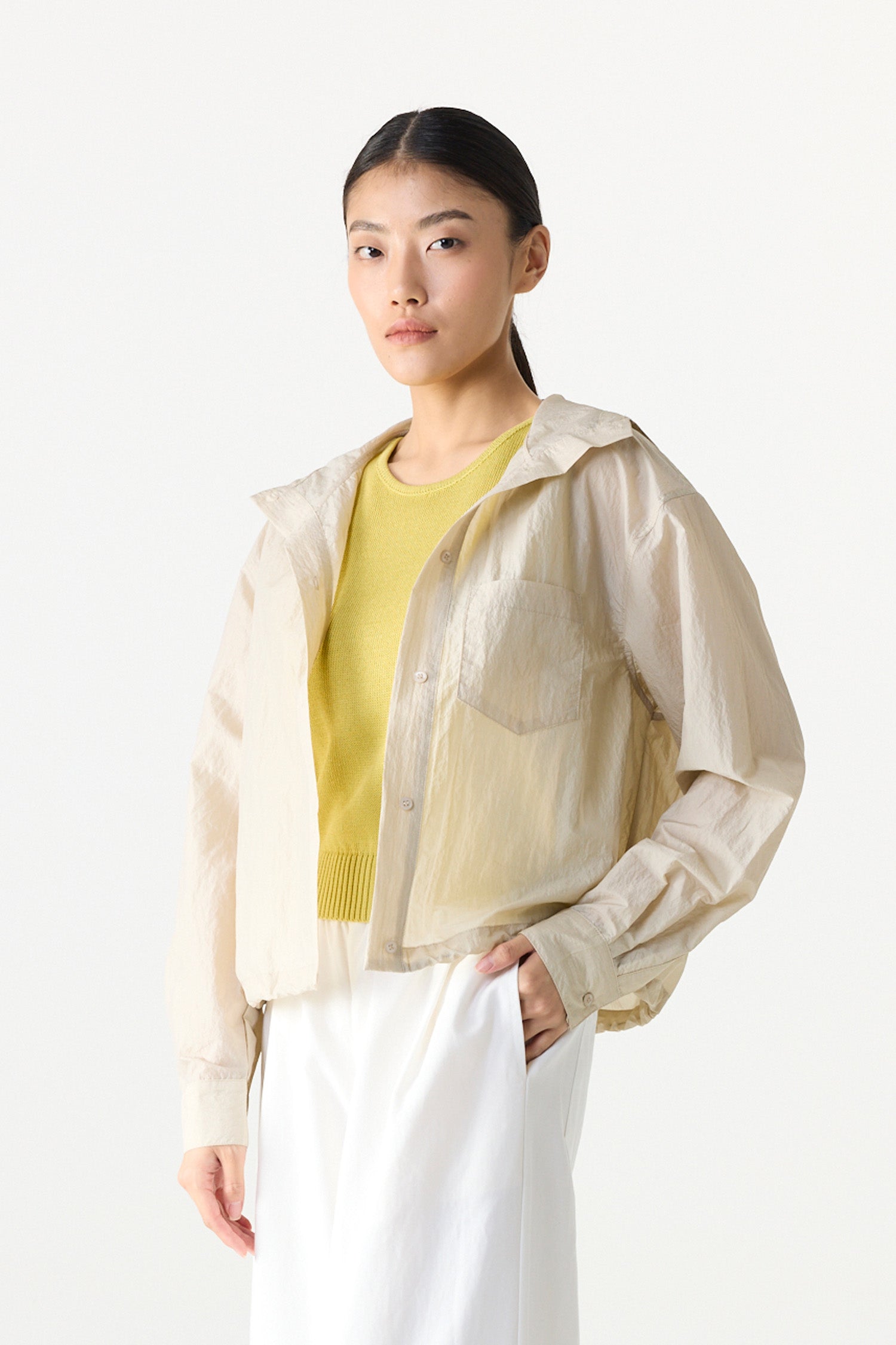 Lightweight Drawstring Hooded Top
