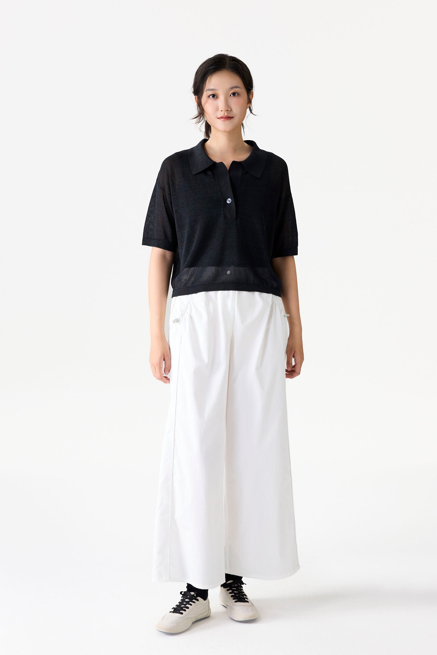 Semi Sheer Relaxed Knit Blouse