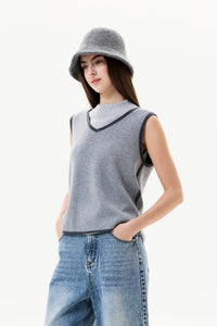 Two-Tone Sleeveless Knit Top