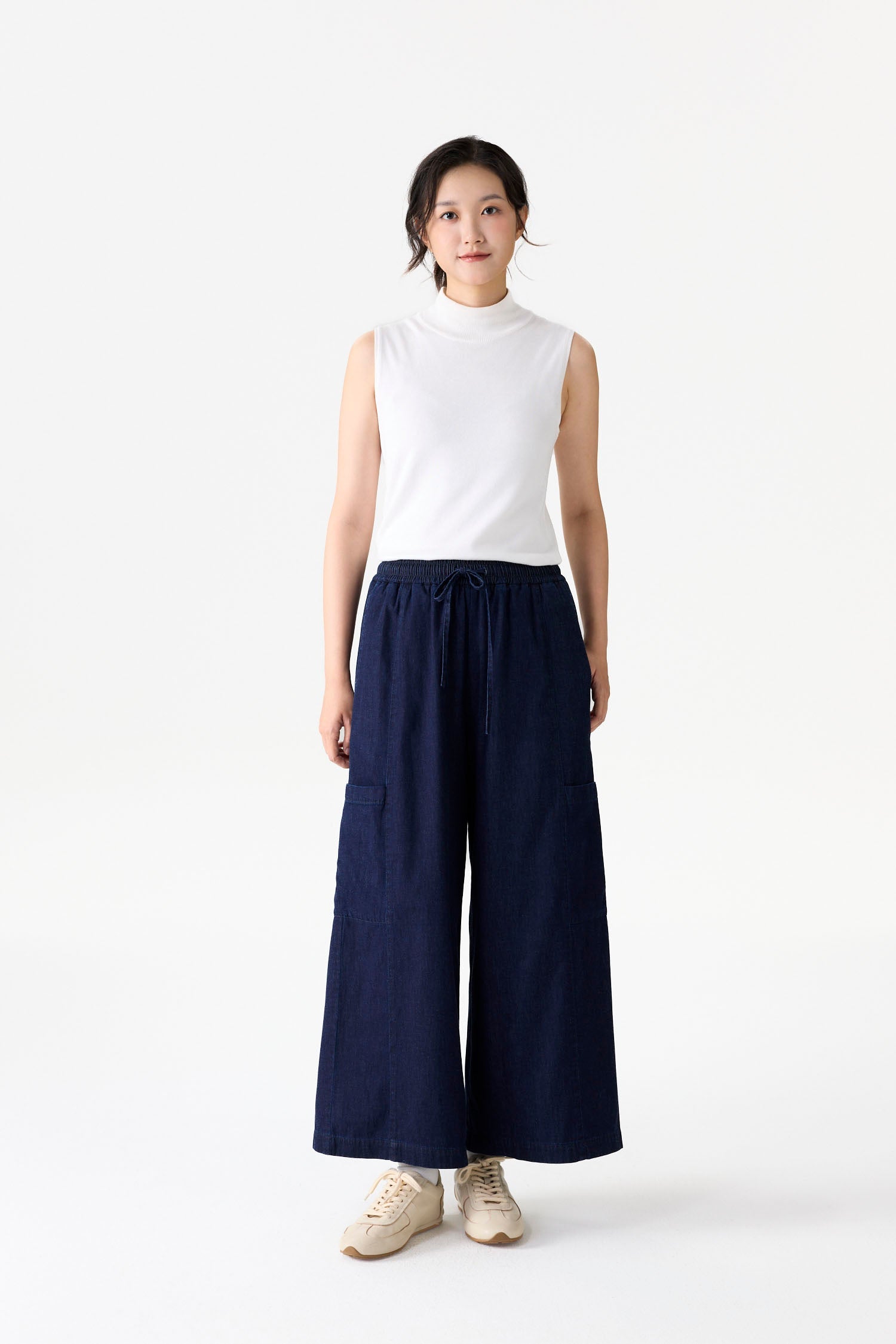 Wide-Leg Denim Pants