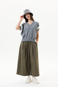 Gathered Wide-Leg Pants