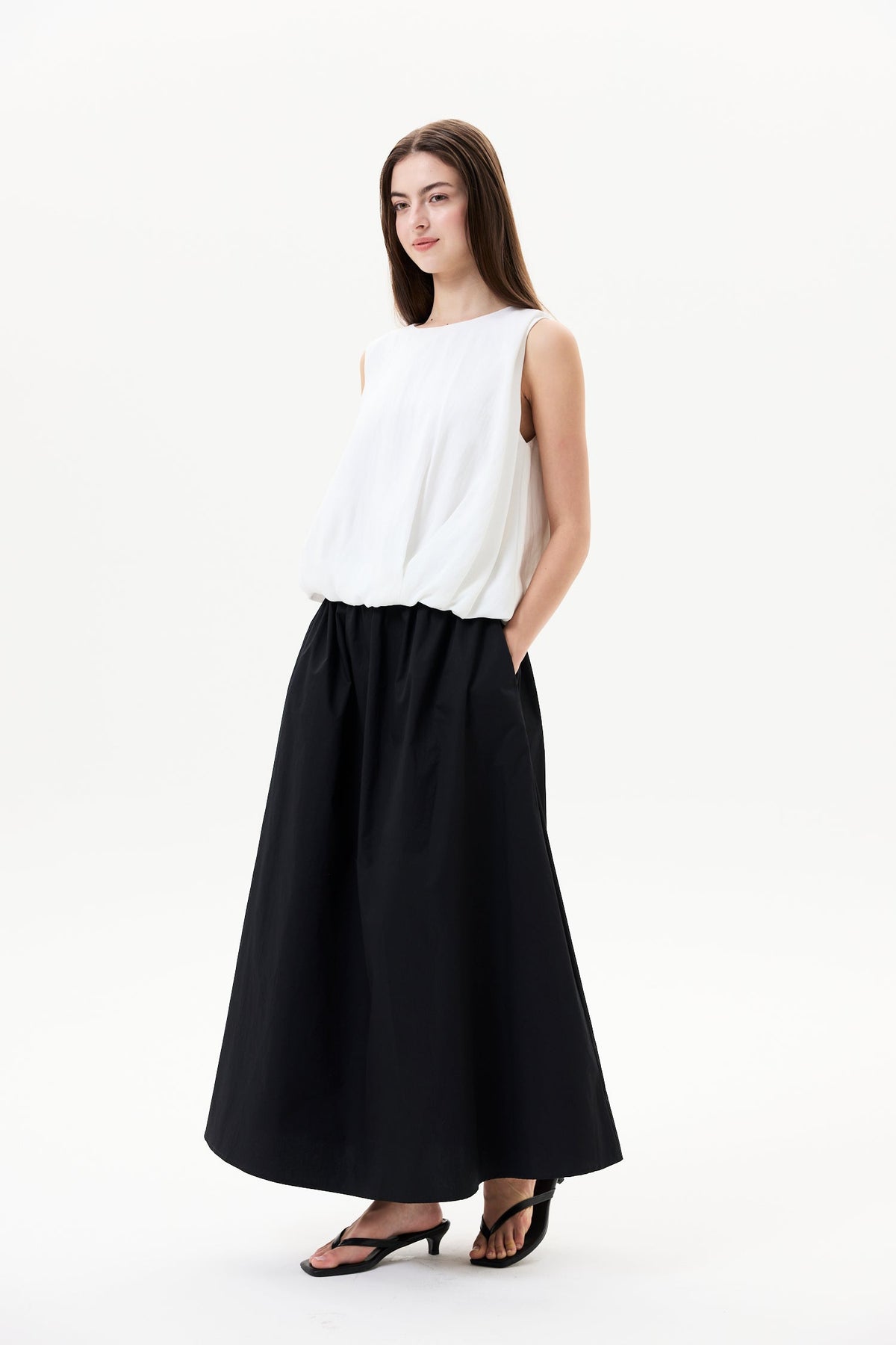 Drawstring Flare Skirt