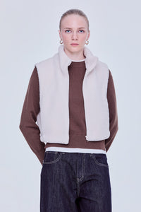High-Neck Furry Vest