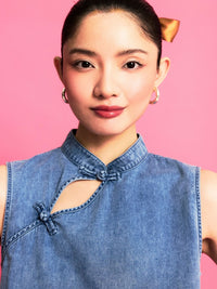 Boxy Cheongsam Denim Top