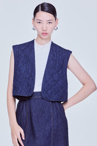 Quilted Denim Puffer Vest
