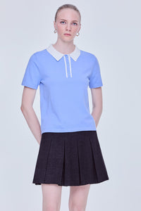 Contrast Polo Knit Top
