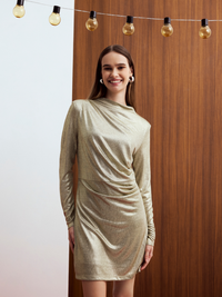 Metallic Ruched Mini Dress