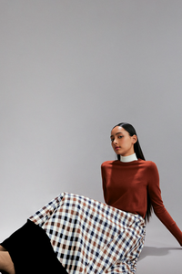 Panelled Checked Flare Skirt
