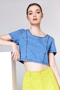 Princess Dart Denim Crop Top