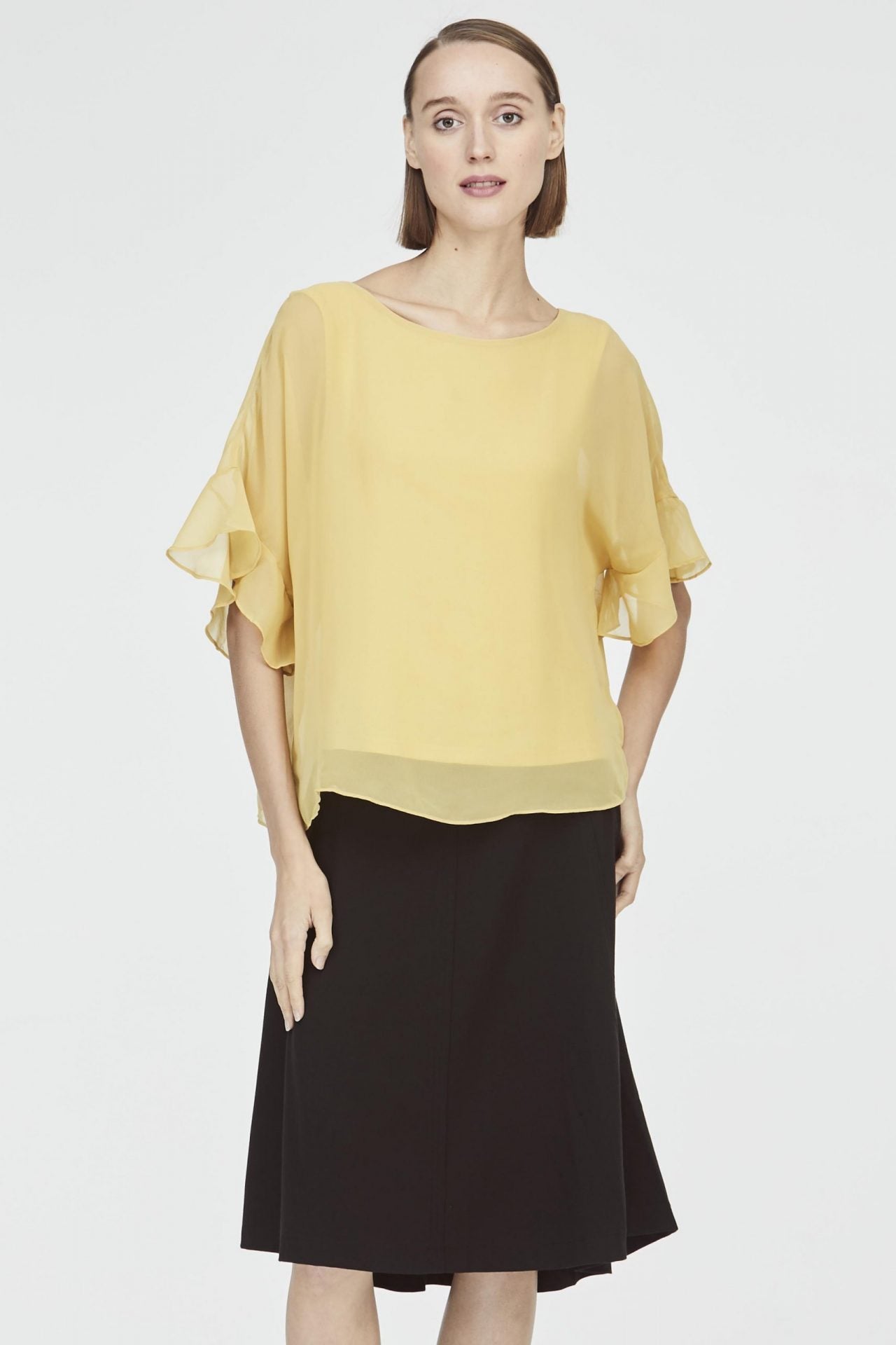 Sheer Shell Flounced Blouse