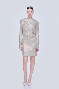 Metallic Ruched Mini Dress