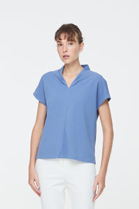 Stand Collar V-Neck Blouse