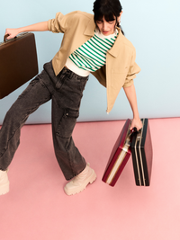 Straight Cut Denim Cargo Pants