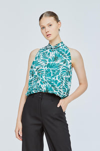 Printed High Neck Puffy Top