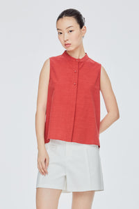 Mandarin Collar Sleeveless Top