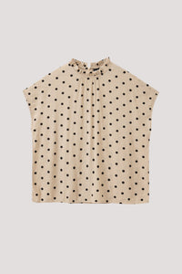 Ruffle Neck Polka Dot Blouse