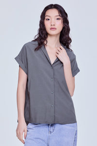 Notched Lapel Boxy Blouse
