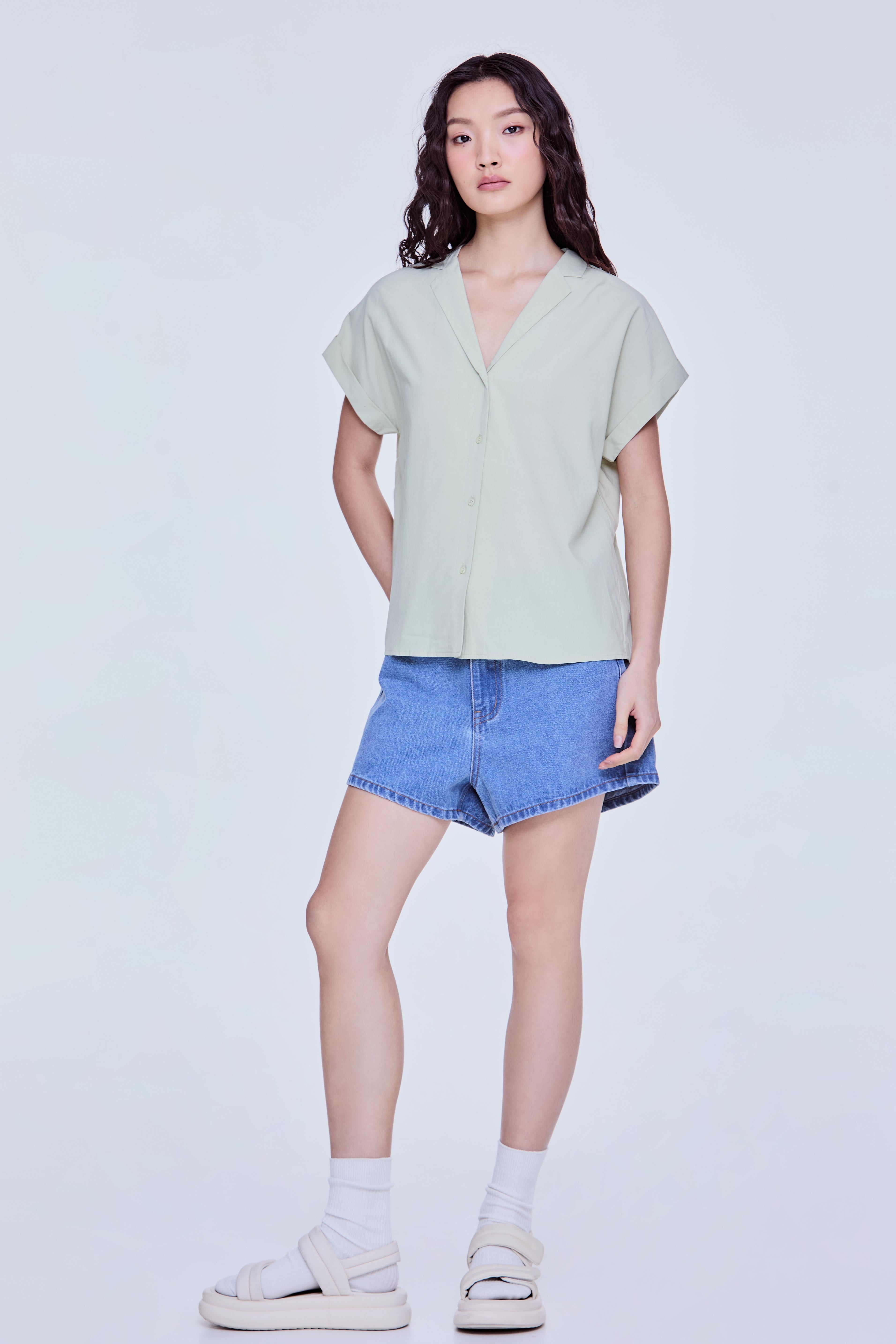 Notched Lapel Boxy Blouse