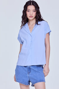 Notched Lapel Boxy Blouse