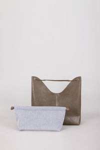 Rectangular Leather Bucket Bag