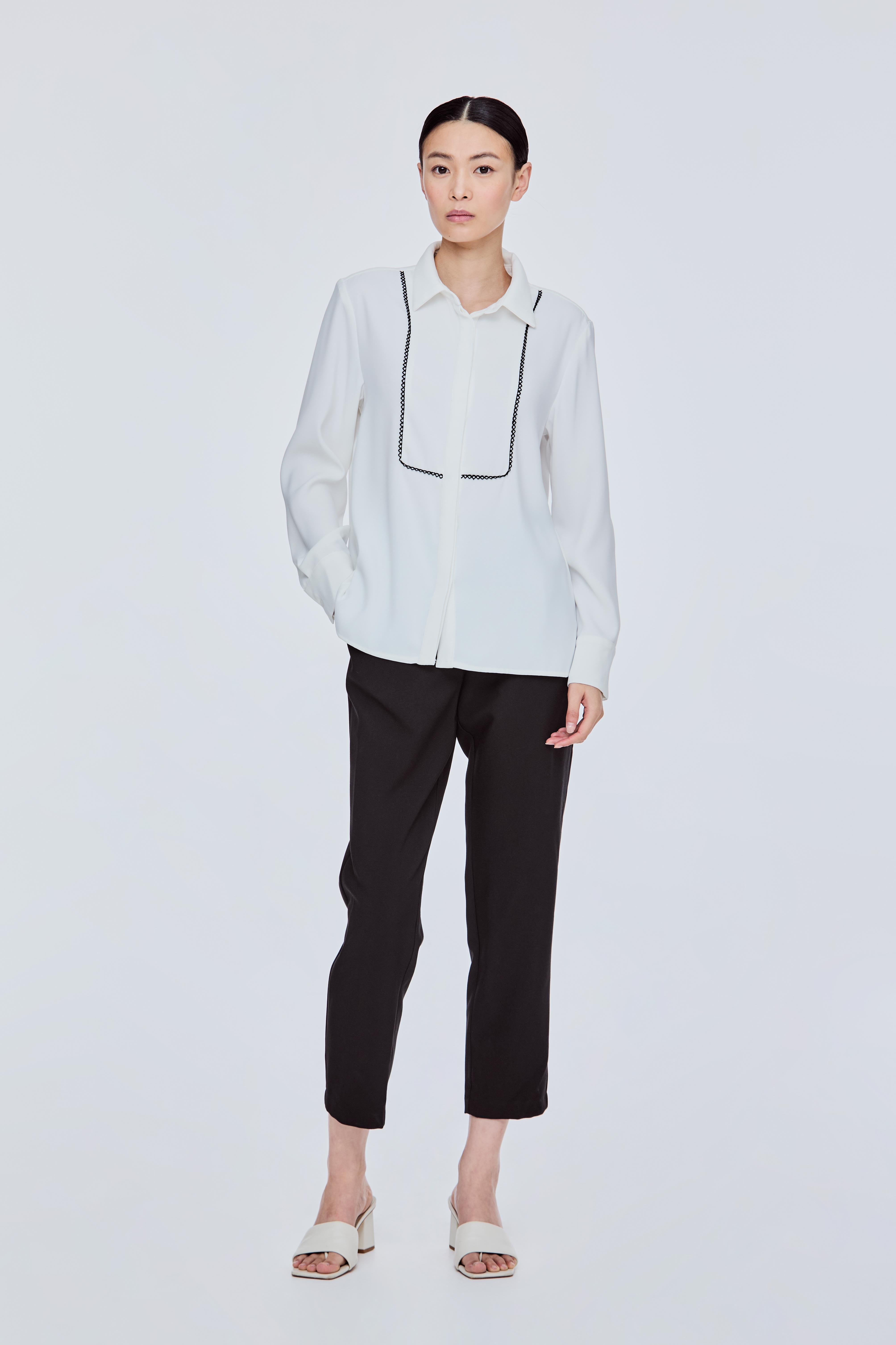 Clean Embellished Trim Shirt