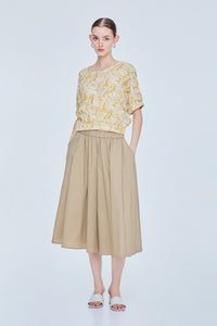 Printed Elasticised Cuff Blouse