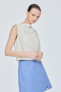 Asymmetrical Cowl Neck Sleeveless Top