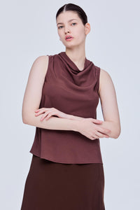 Sleeveless Cowl Neck Blouse