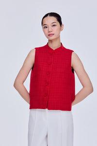 Sleeveless Tweed Top