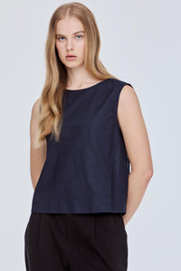 Button Back Sleeveless Blouse
