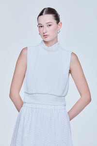 Romantic Pleated Sleeveless Blouse