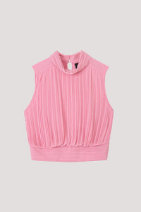 Romantic Pleated Sleeveless Blouse