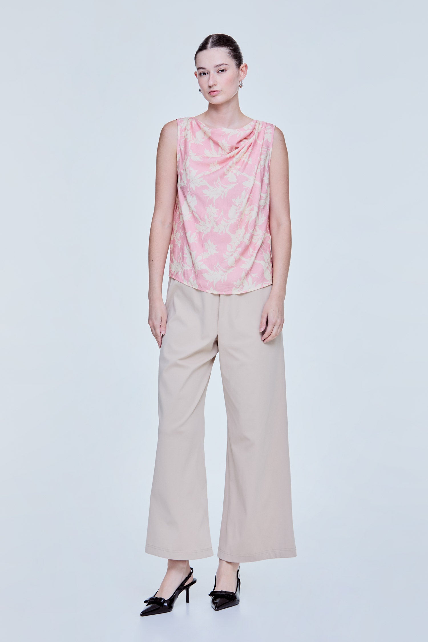 Floral Cowl Neck Blouse