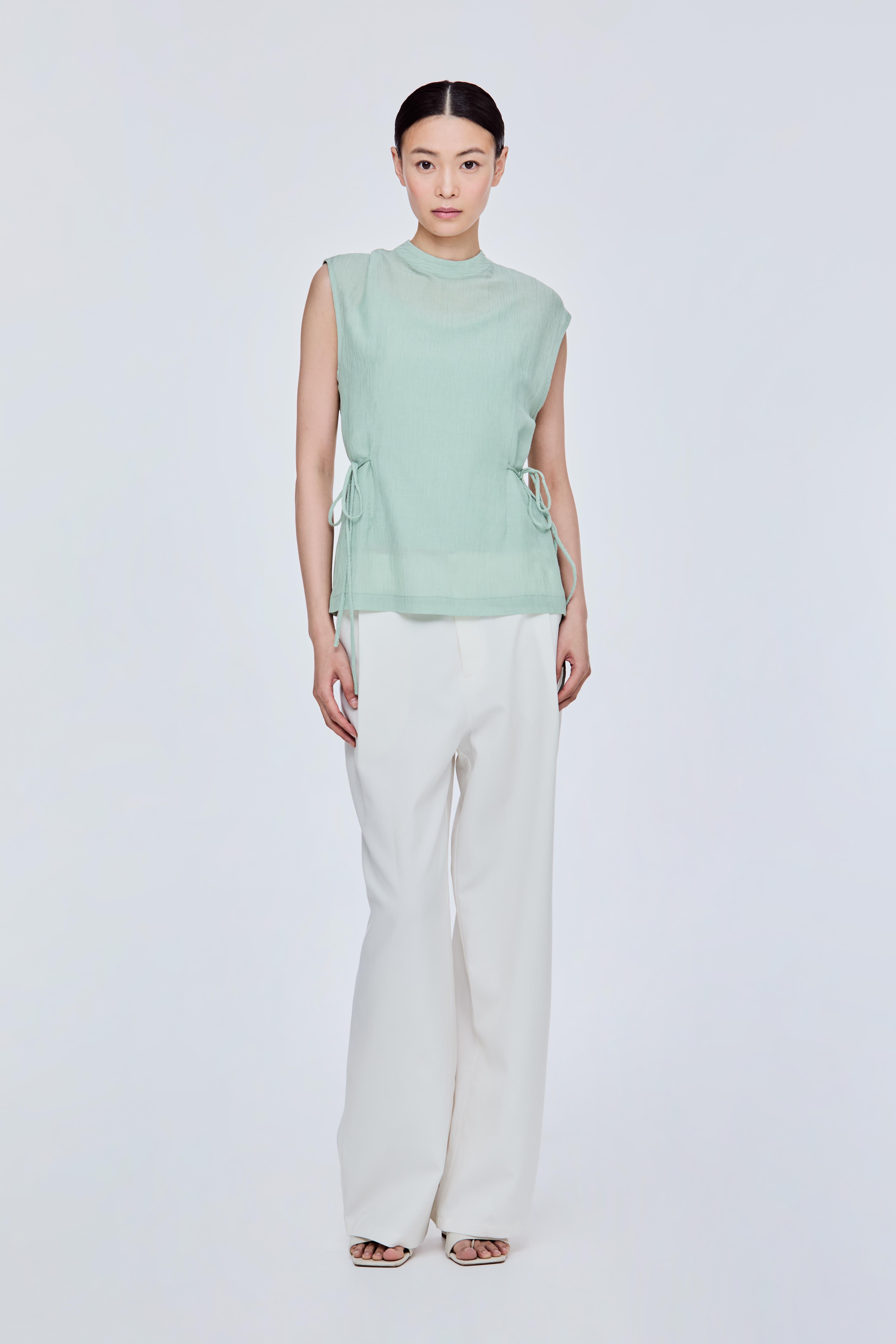 Semi Sheer Waist Ribbon Blouse
