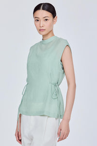 Semi Sheer Waist Ribbon Blouse