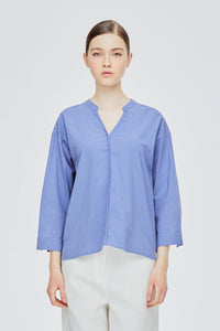 Mandarin Asymmetrical Hem Blouse