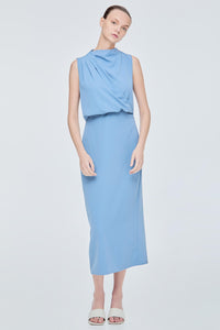 Asymmetrical Cowl Neck Sleeveless Dress