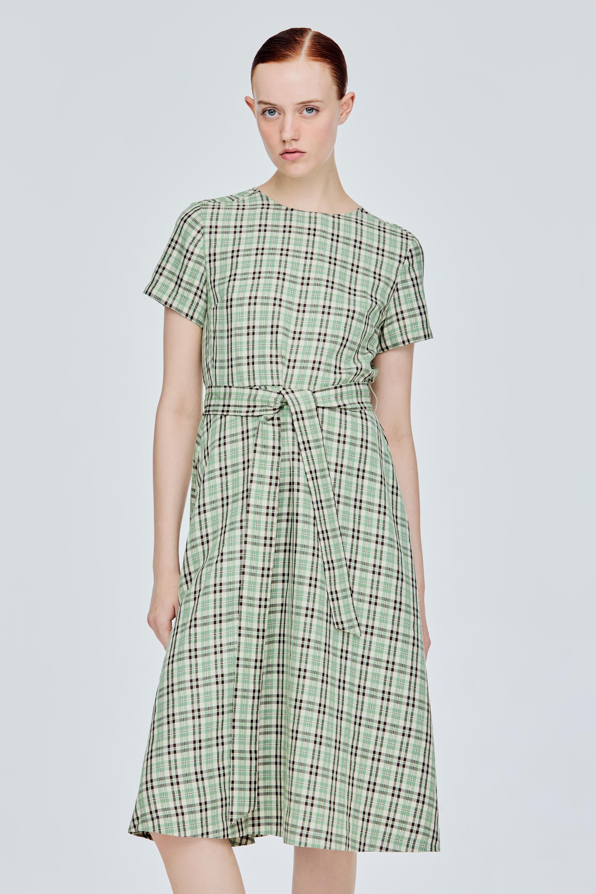 Printed Checks A-Line Dress