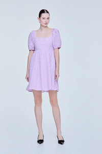 Eyelet Embroidered Puffed Sleeve Dress
