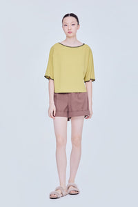 Contrast Embroidered Cropped Top