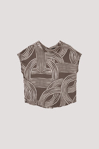 Printed Rolled Collar Blouse
