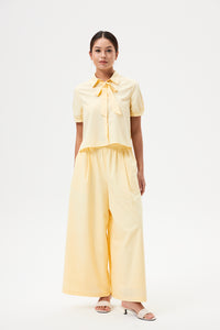 Lacing Collar Short Sleeve Shirt