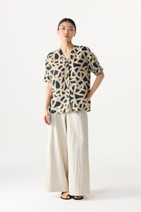 Printed V-Neck Blouse