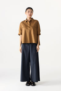 Half Placket Pocketed Blouse