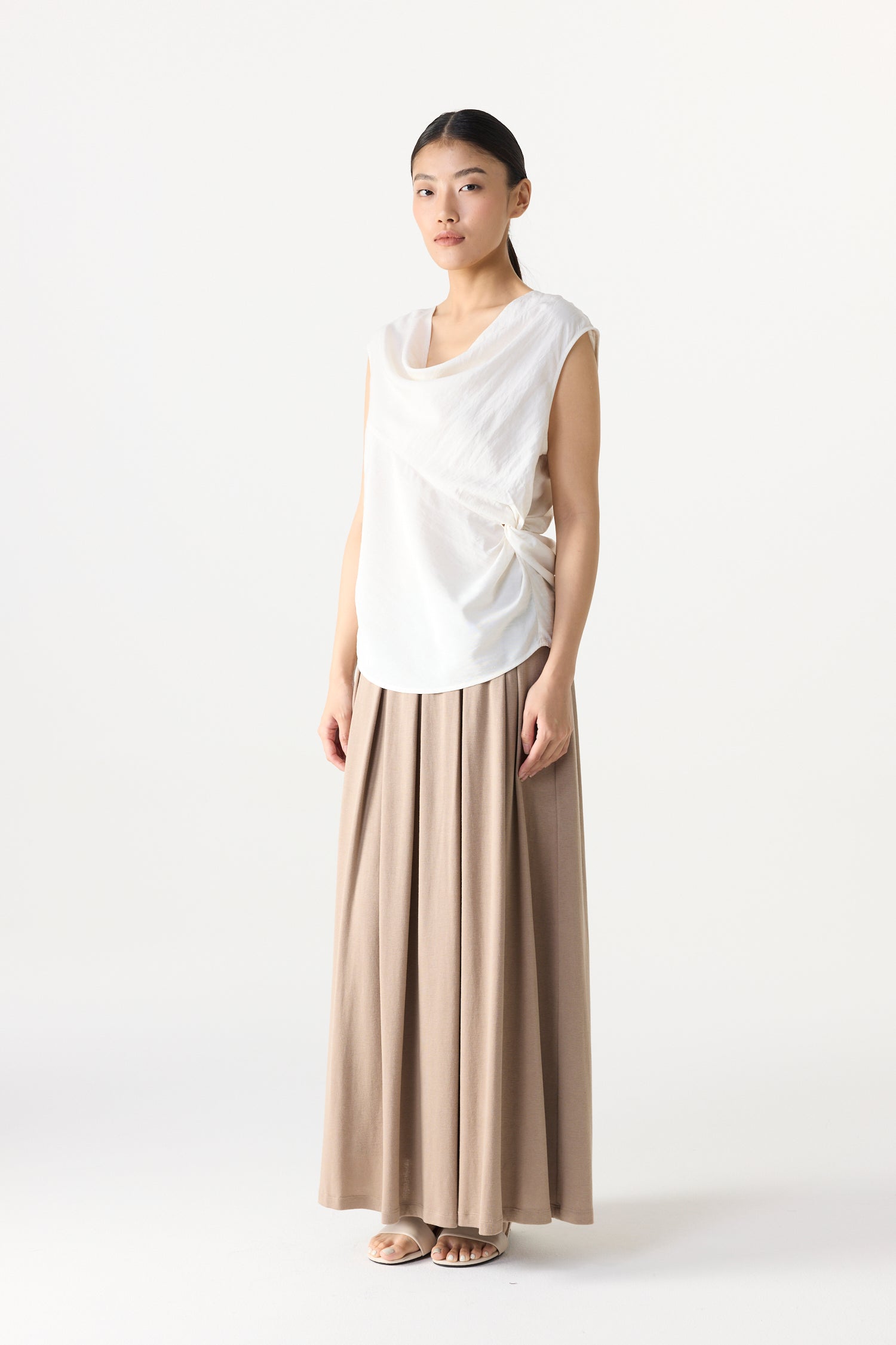 Asymmetrical Knot Draped Top